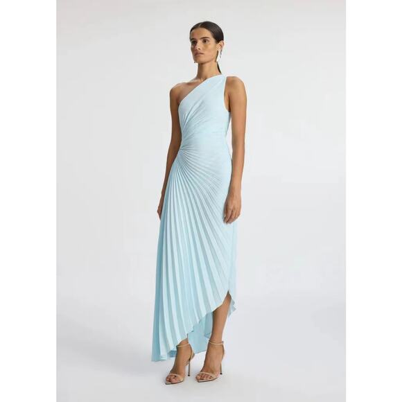 ALC Delfina Matte Pleated Dress Aqua Baby Blue US 2 - Picture 1 of 8